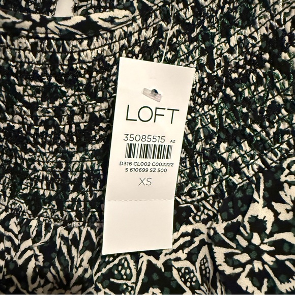 NWT Loft Garden Ruffle Tiered Swing Dress Black White Smocked Yoke - Picture 9 of 10